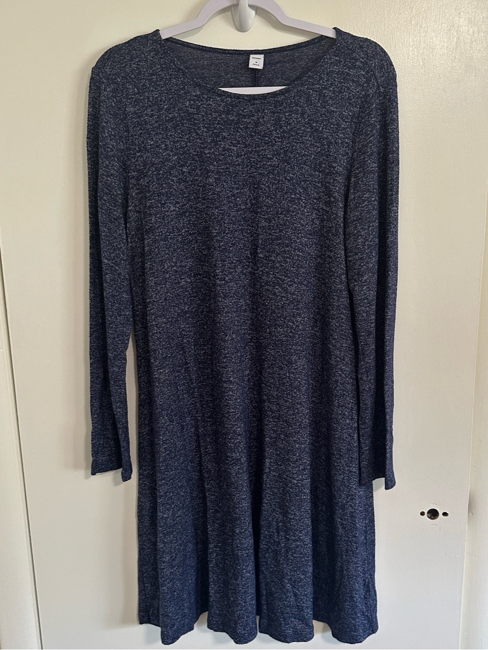 Old Navy Navy Heathered Long-Sleeve Swing Dress Size Medium